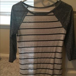 Grey Striped Baseball Tee